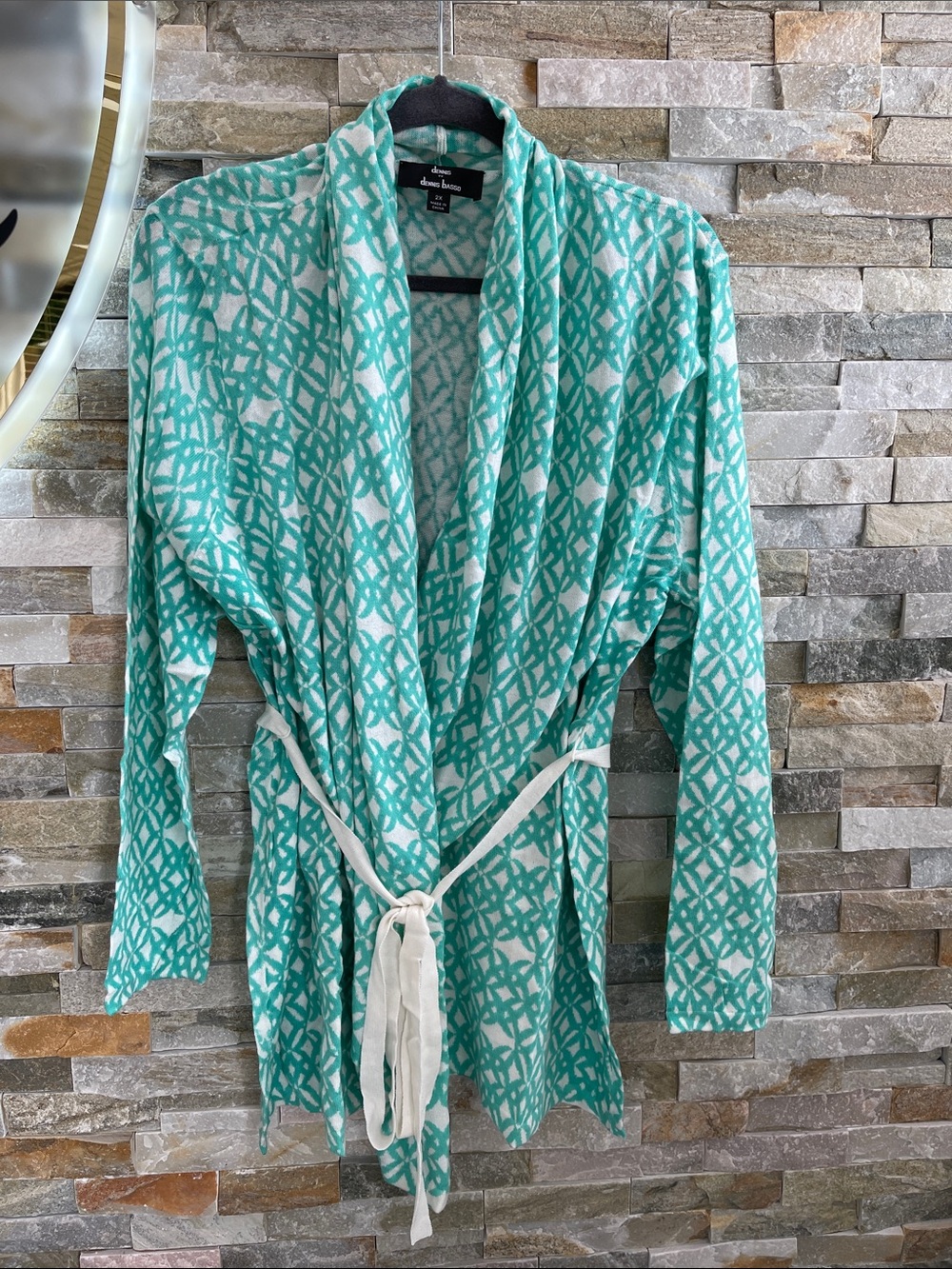 Dennis Basso Printed Belted Cardigan Sweater 🇨🇦